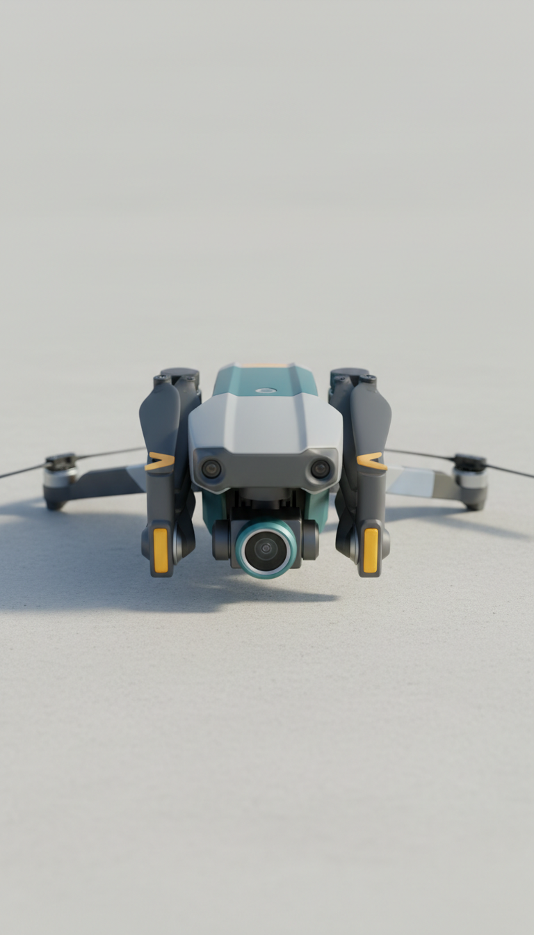 Adda Drone Pro X1 folded quadcopter with a gimbal-mounted 4K camera, seen from the front