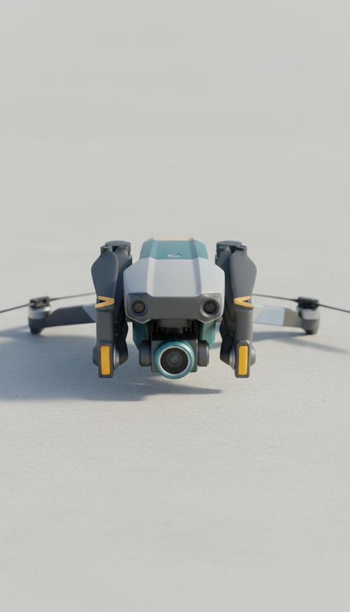 Adda Drone Pro X1 folded quadcopter with a gimbal-mounted 4K camera, seen from the front